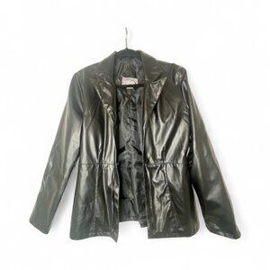 Rave Pleather Vegan Faux Leather Jacket Vintage Women's Junior Medium Y2K 90s